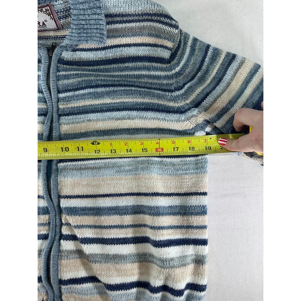 VTG Tiara International Womens sz M (see disc.) Y2K Cotton Striped Knit Sweater - Picture 6 of 8